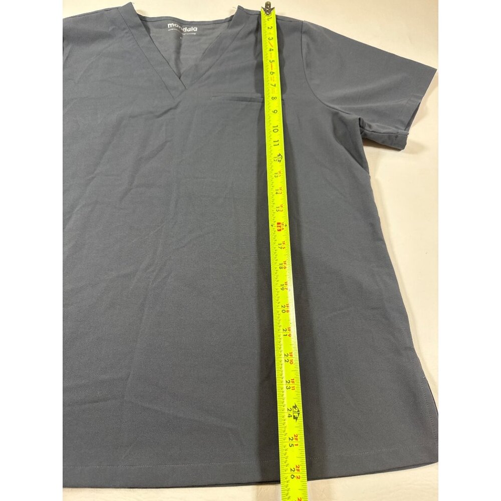 Mandala Equa-Tek Gray V-Neck Short Sleeve Scrub Top Size L (LL287) - Picture 3 of 7